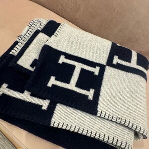 Hermes Black and White Throw Blanket